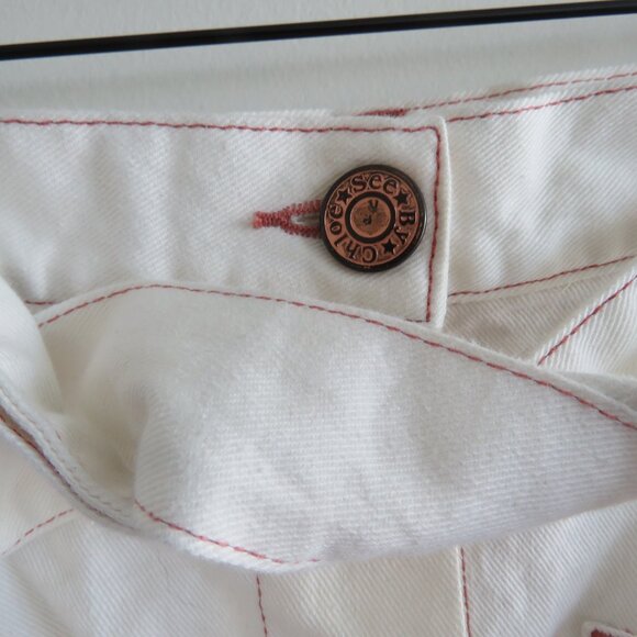 SEE BY CHLOE Belted Denim Midi Pencil Skirt in Ivory Cream Quiet Luxury Size 4 - Picture 7 of 16